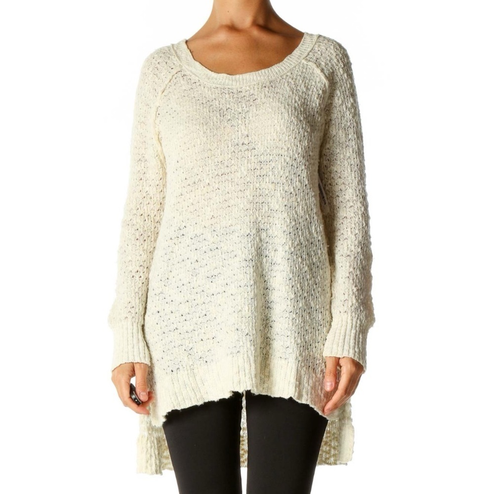 Free People Longline Tunic Sweater Top Size XS Wool Blend Oversized Boho Knit